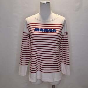 Armor Lux Shirt Womens 3 White Red Stripe Maman Boat Neck Long Sleeve Top